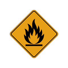 Flammable Warning Sign: A striking graphic illustration of a flammable sign, its iconic flame symbol and bold colors serve as a visual alert against fire hazard.