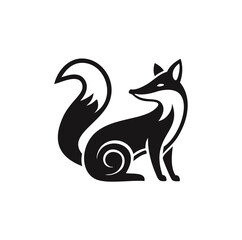 black fox on white background