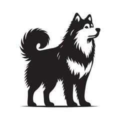 Canadian Inuit Dog Silhouette Vector Illustration White Background 