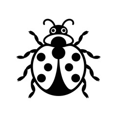 Ladybug Icon: A striking, simplistic icon of a ladybug, with a bold black and white design. Its clean lines and contrasting colors make it suitable for various applications.