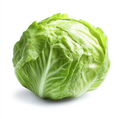 Fototapeta premium Fresh green lettuce head isolated on white background for healthy eating and salad concepts