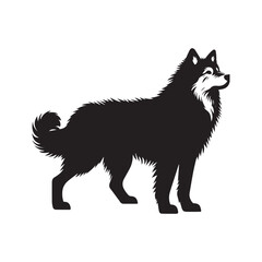 Canadian Inuit Dog Silhouette Vector Illustration White Background 