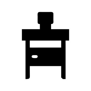 recommend clip art: Illustration of a black solid wood bedside table nightstand furniture with drawer and cabinet design