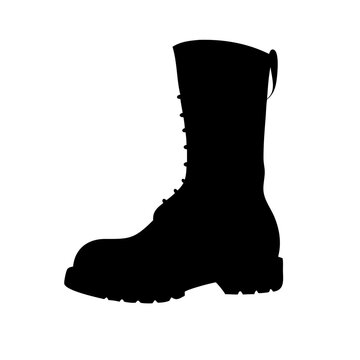 black combat boot silhouette on white clip art preview