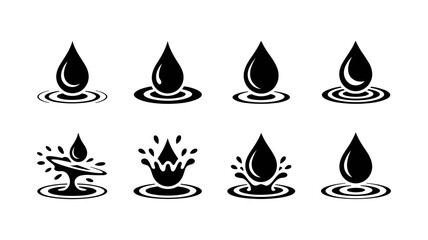 Water Drop Collection: A set of meticulously rendered illustrations showcases water drops in a range of forms. This graphic resource highlights liquid dynamics.