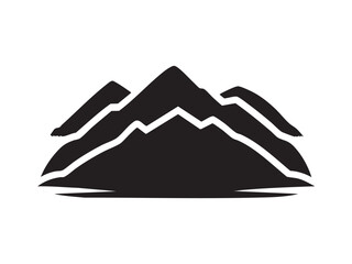 black Silhouette of a mountain range, minimal flat vector illustration, clean white background