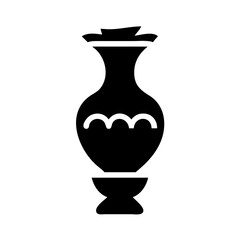 Black vase flowerpot illustration decorative art design pot ceramic plant container graphic design