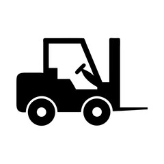 Forklift truck vehicle machine equipment industrial warehouse transport logistics icon vector design