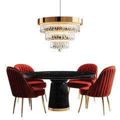 A Lavish Crystal Chandelier with Golden Accents Isolated on Transparent Background