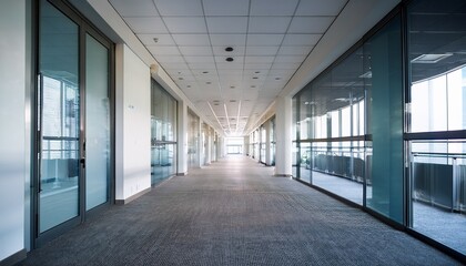 long empty corridor in a modern office building with bright natural light corridor building modern office