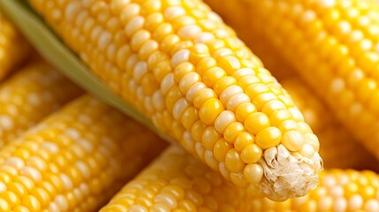 Fresh Corn on the Cob Close Up with Yellow and White Kernels