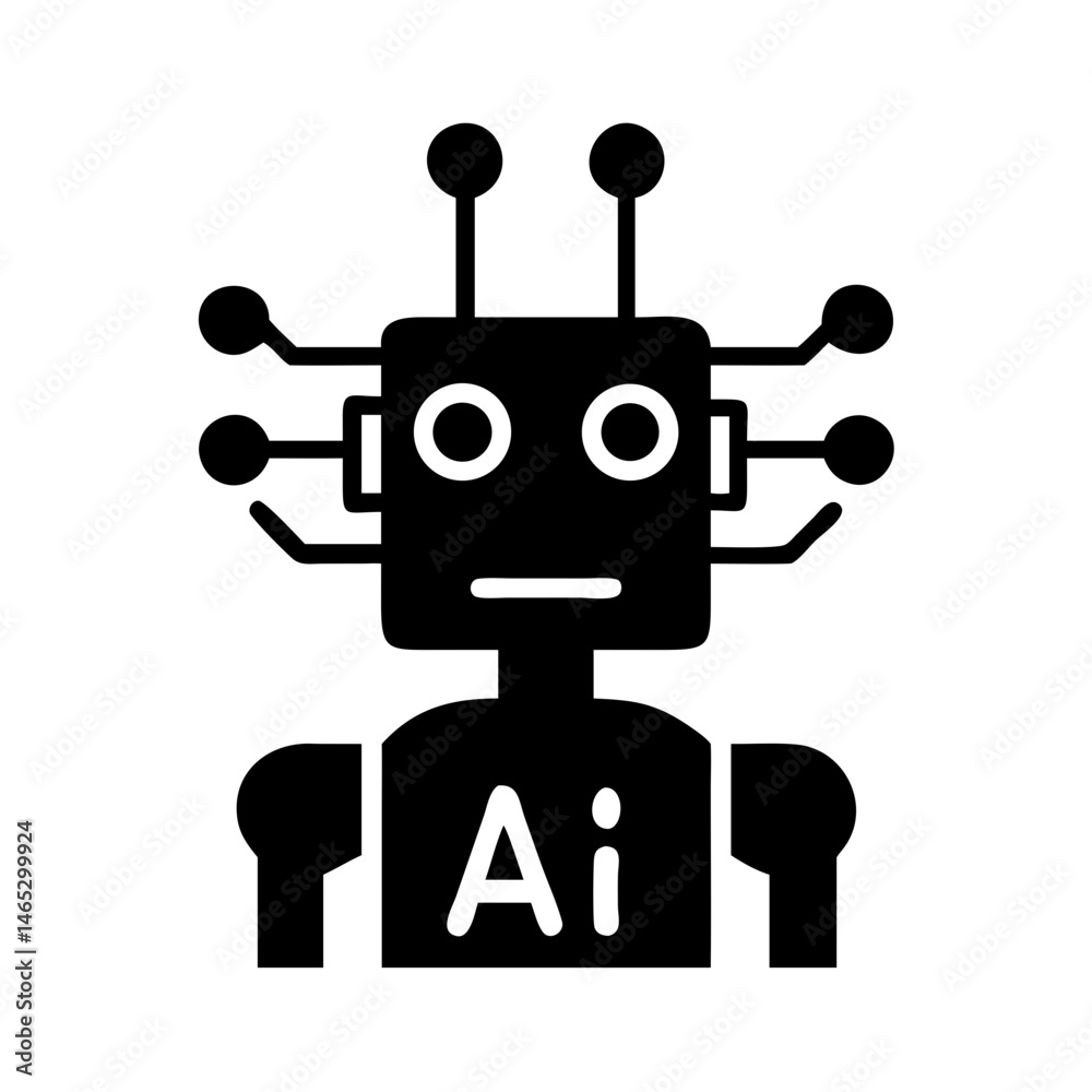 Poster illustration of artificial intelligence ai robot technology machine learning automation future tech 