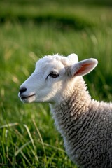 Fototapeta premium there is a sheep that is standing in the grass