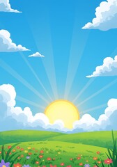 Fototapeta premium Sunlit Meadow's Embrace