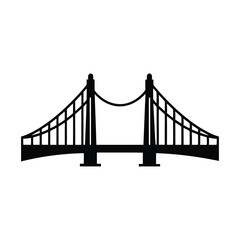 A suspension bridge silhouette vector art illustration