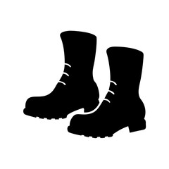 Illustration of black leather boots footwear fashion accessory vintage style clothing icon design element