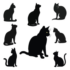 set of cats silhouettes