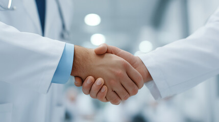 Close-Up of Doctors Shaking Hands in a Professional Medical Setting