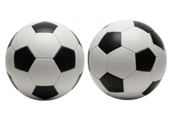Two soccer balls isolated on transparent background