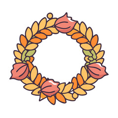 Autumn wreath fall foliage leaves floral design nature decoration thanksgiving seasonal element graphic