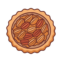 Delicious pecan pie dessert baked pastry sweet tart homemade autumn thanksgiving treat vector