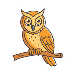 Illustration of an owl perched on a branch vector art owl drawing bird graphic design animal art cute owl vector