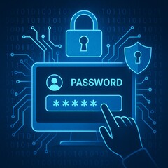 Cyber security concept, User enters password to login to privacy and protect personal data, Secure technology