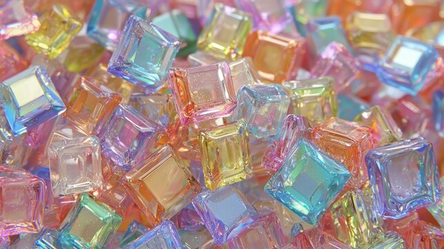 Colorful translucent cubes with blurred background