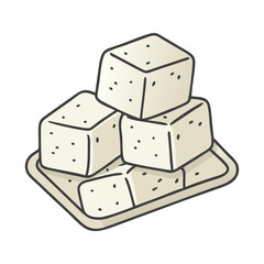 Illustration of turkish delight dessert food sweet sugar confectionery treat delight cube stack
