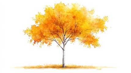Autumnal solitary tree illustration