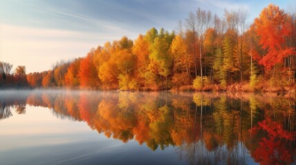 Fototapeta premium Autumnal lake reflections (1)