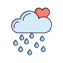 Cloud rain heart weather forecast rainfall love romantic climate precipitation storm vector art