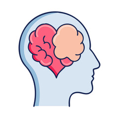 Illustration of brain health, mental health, mind, memory, psychology, and cognitive function concept