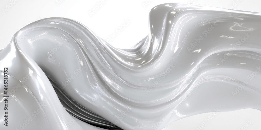 Poster white abstract fabric texture, flowing smoothly, creating elegant waves. showcase, mockup, ideal for