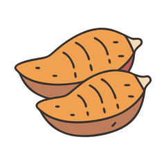 Illustration of sweet potatoes yams root vegetable healthy food orange color delicious food diet