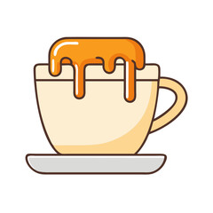 Illustration of coffee cup with honey syrup, coffee, drink, honey, syrup, sweet, cafe art