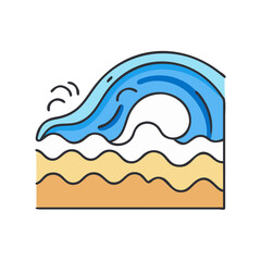 Illustration of ocean wave beach sand coast sea water summer travel vacation tourism seaside resort