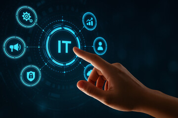 hand pushing a button on a touch screen interface