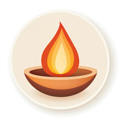 Stylized flame in a bowl against a light background  