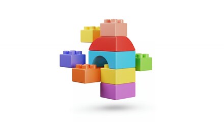 Colorful building blocks tower play toys