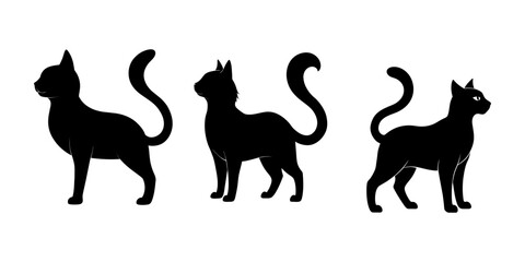 Cat Silhouette Illustration Set, Cat Icon Set