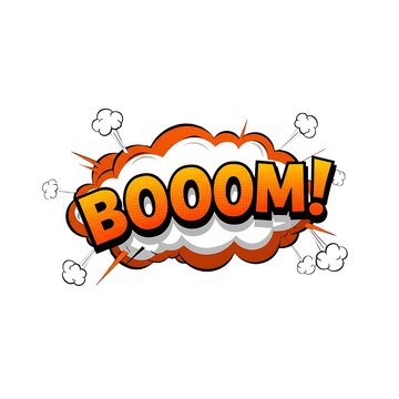 Comic book explosion with booom text isolated on white background