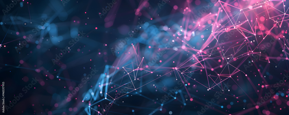 Aufkleber Digital visualization of a network with interconnected lines and dots, symbolizing modern connectivity