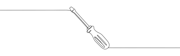 Screwdriver continuous one line drawing. Tool symbol.