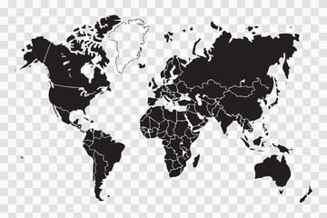 World Map on Black Background Vector Illustration © AIcon Star