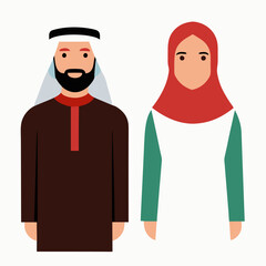 Man and woman vector on white background.