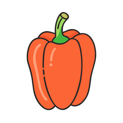 Illustration of a red bell pepper vegetable food healthy eating plant based diet cooking ingredient
