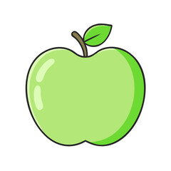 Illustration of a green apple fruit fresh healthy food with leaf drawing vector design graphic art