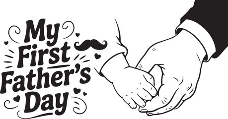 My First Father's Day Illustration – Dad and Baby Holding Hands Graphic