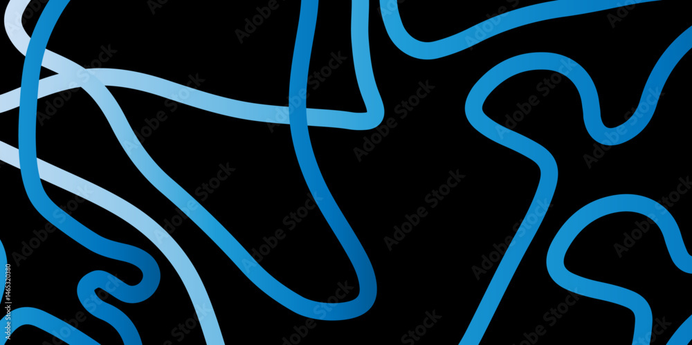 Fototapete abstract gradient color line smooth dynamic shapes geometric pattern on black background, simple abs